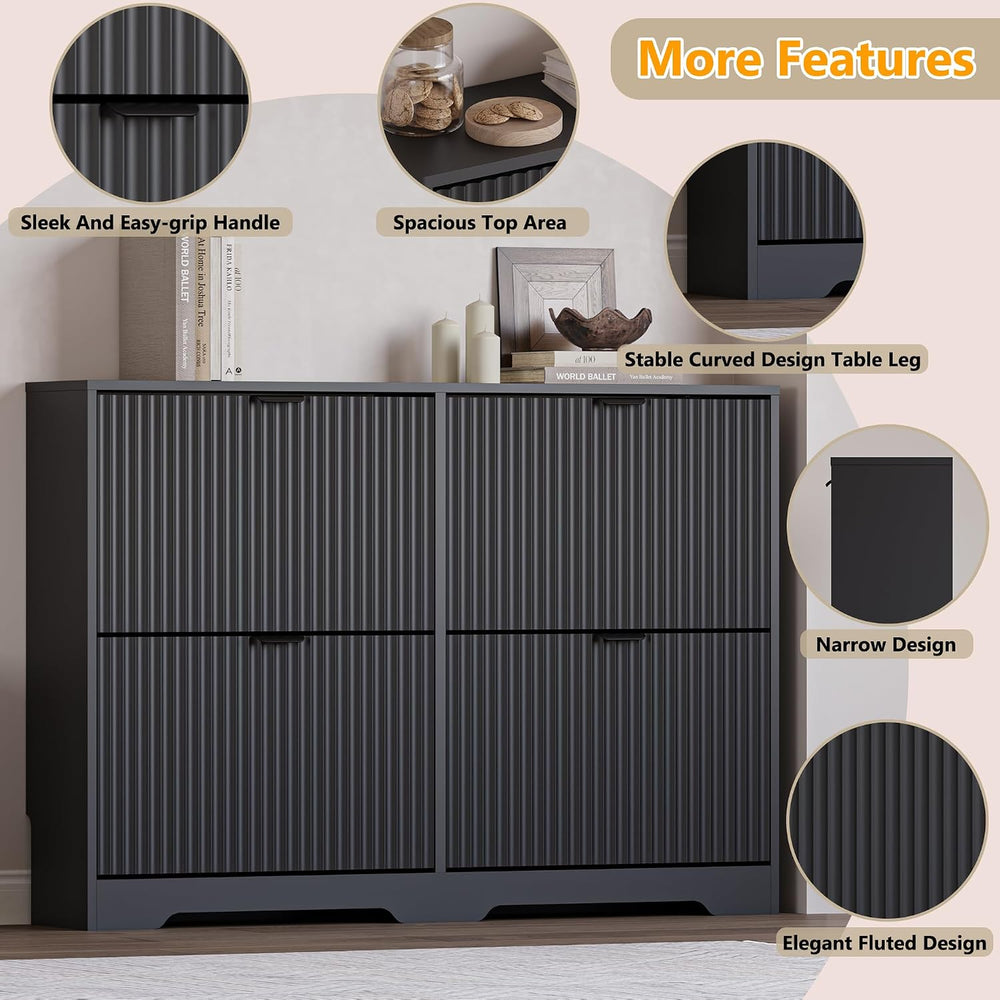 BORNOON Large Shoe Cabinet for Entryway, Shoe Rack Cabinet with 4 Flip Drawer...