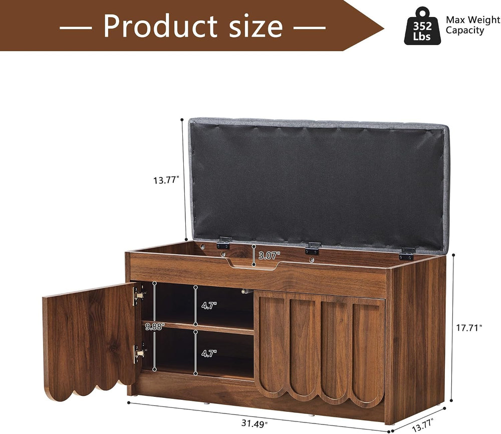 ORRD Shoe Storage Bench with Cushion, Entryway Shoe Cabinet Bench with 2 Scal...
