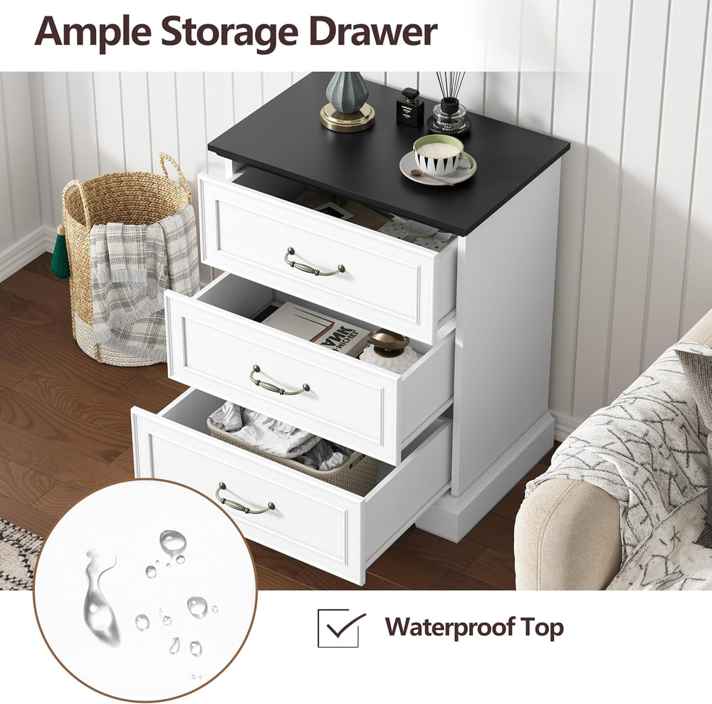 Thacuok 3 Drawer Dresser for Bedroom, 24" Wide Wooden Chest of Drawers, ...