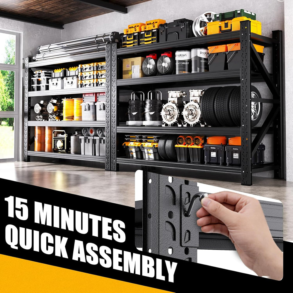 2-Pack 5000LBS Heavy Duty Storage Shelves, 4 Tier Garage Shelving Metal Shelv...