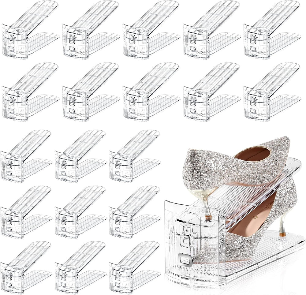 TOPNEW 20 Pack Shoe Slots Organizer Shoe Stacker Space Saver 50% (Clear)