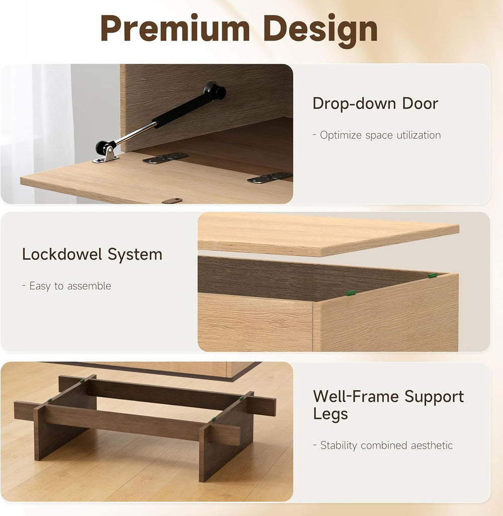 Sebastack Shoe Cabinet for Entryway, 28.6" W Natural Oak