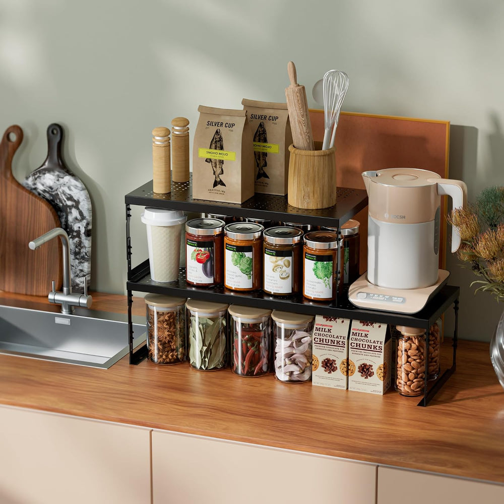 Jojocross Adjustable Stackable Metal Storage Shelf Organizer - Expandable Wir...