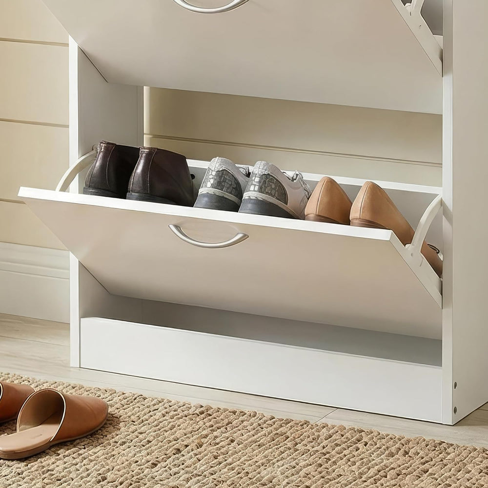 HOPUBUY Shoe Cabinet for Entryway, Narrow Shoe Storage with 3 Flip Drawers
