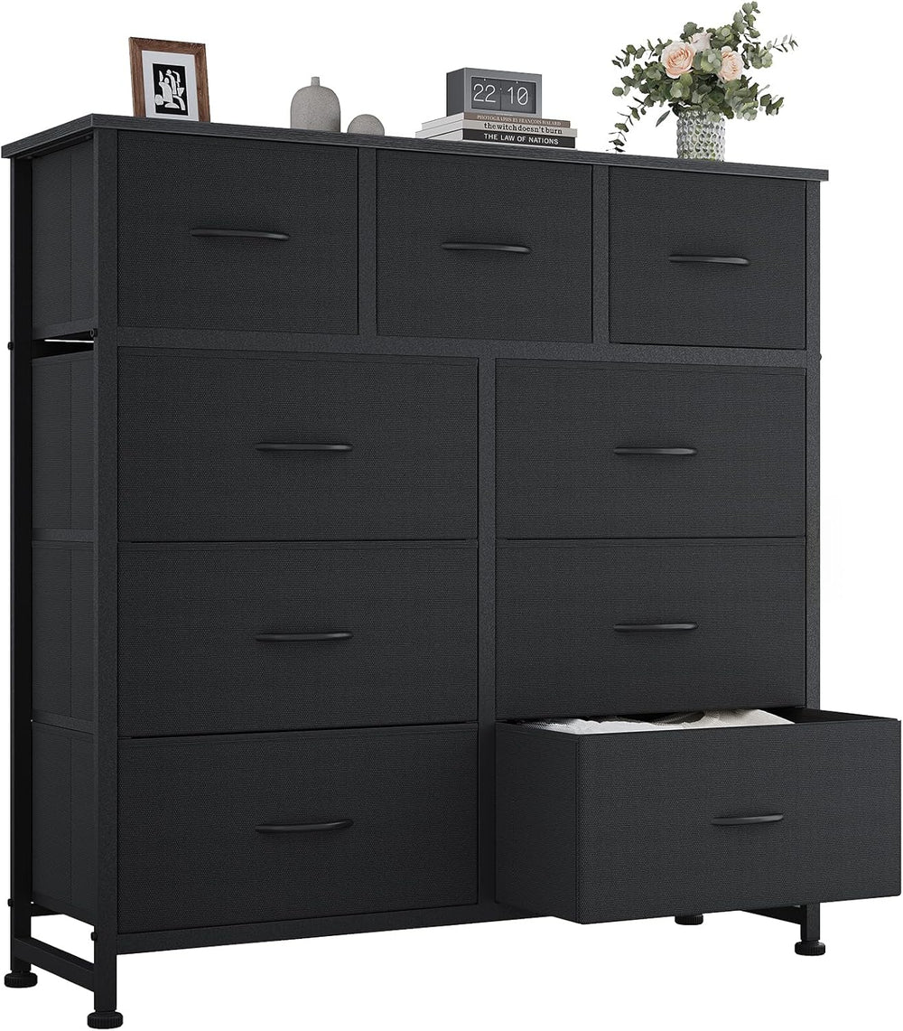 OLIXIS 9 Drawer Black Dresser for Bedroom, Closet Organizer Storage Tower