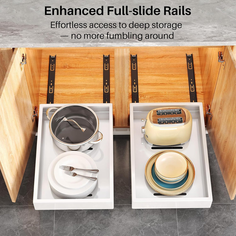 2Pack Pull out Cabinet Organizer, 21"Deep, Heavy Duty Full-extension Sli...