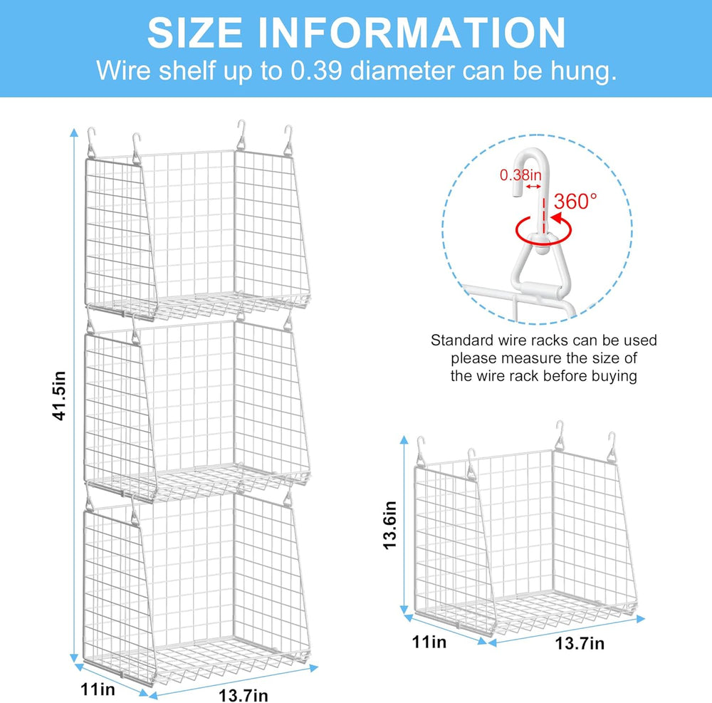 3-Pack Extra-Tall 13.6'' Hanging Laundry Basket Organizer, Foldable W...