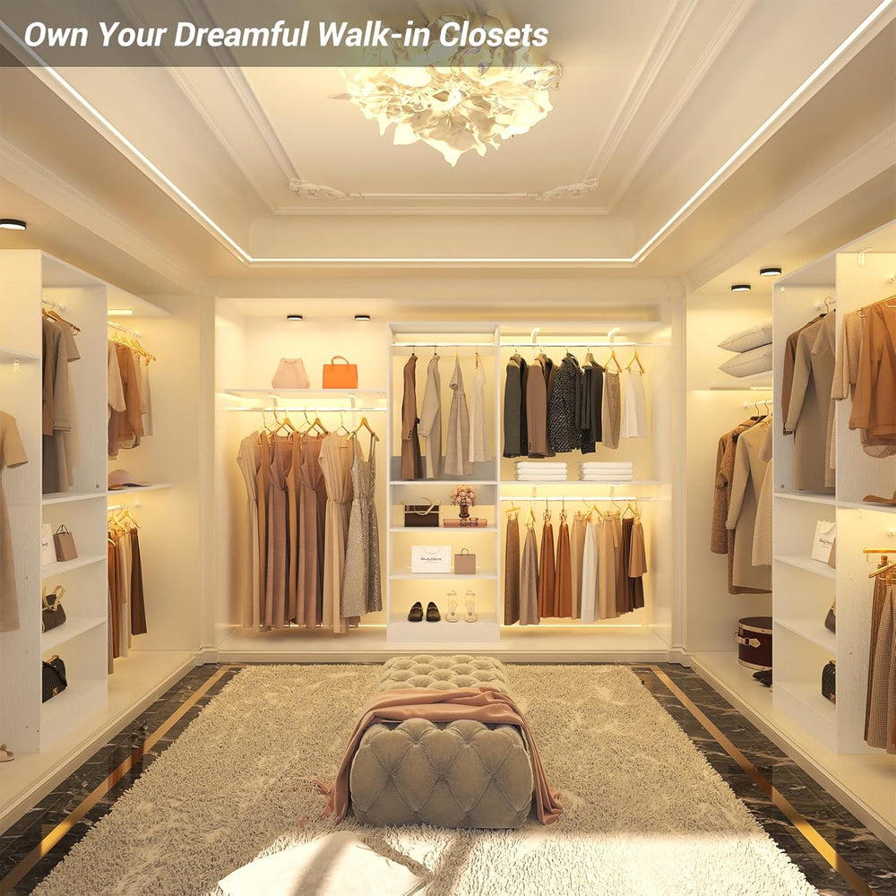 8FT Closet System with 3 Wooden Storage Shelves, 96'' Closet Organize...