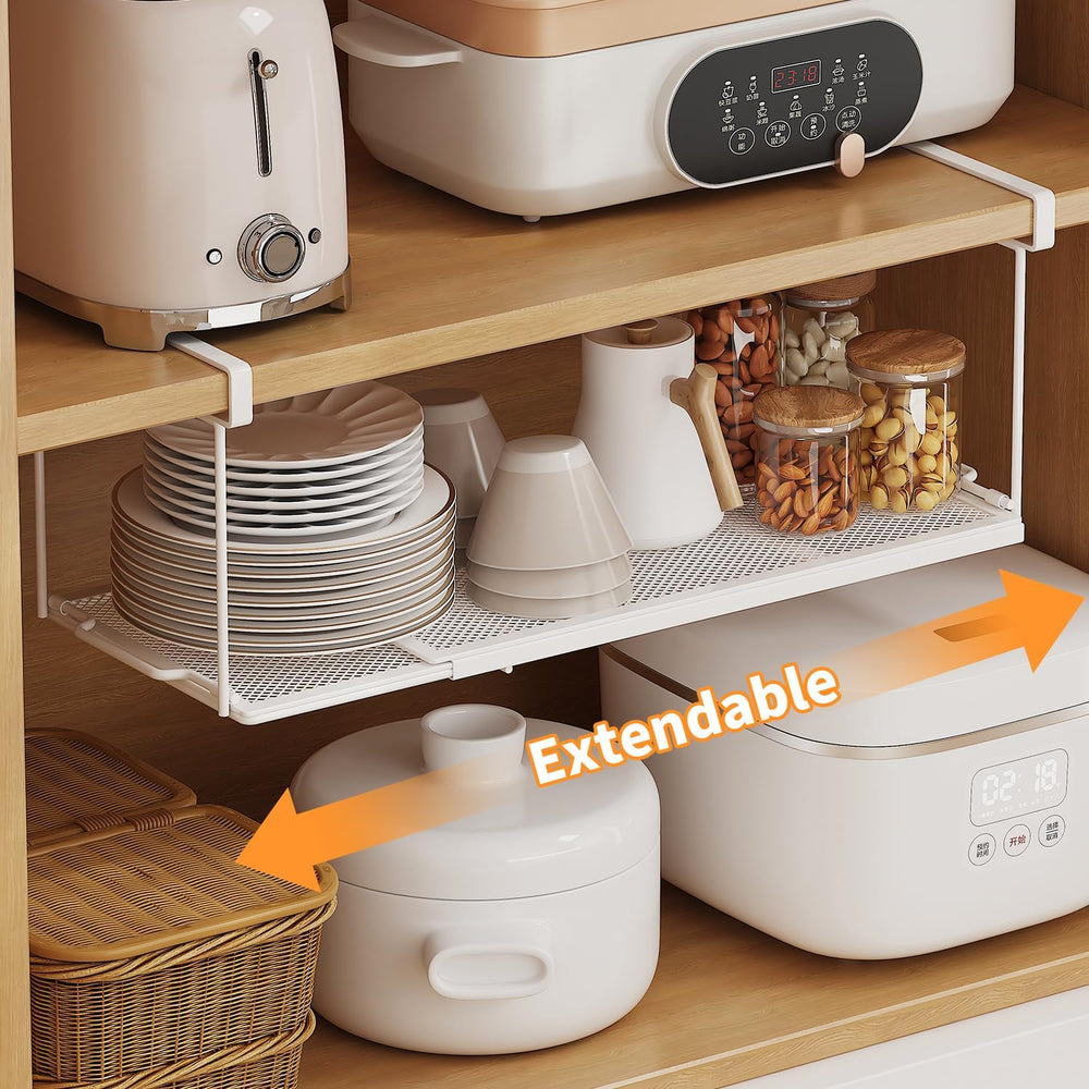 2 Pack Expandable Under Cabinet Shelf, Under Shelf Storage with 0.94 Inches T...