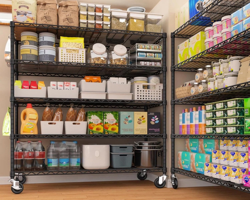 PrimeZone 48"W x 24"D x 81"H Heavy Duty Wire Shelving with Whe...
