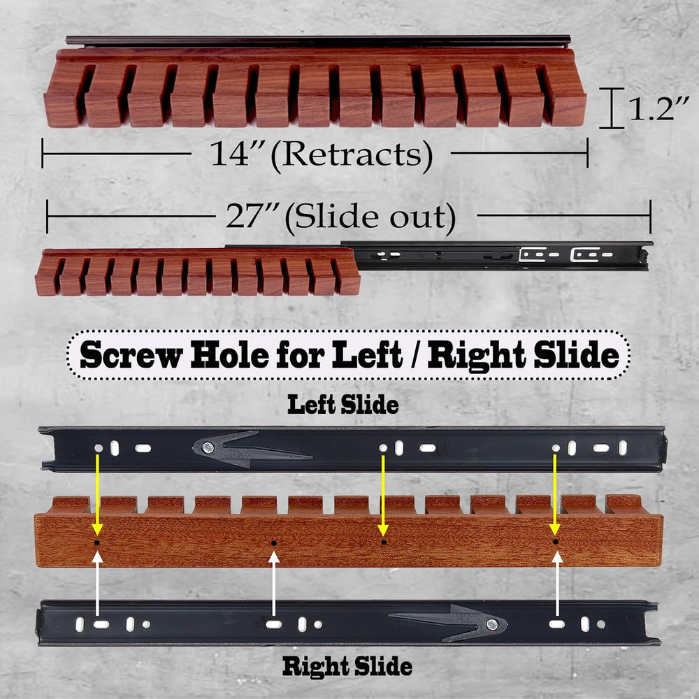 12 Belts Walnut Wood Belt Holder with Slide