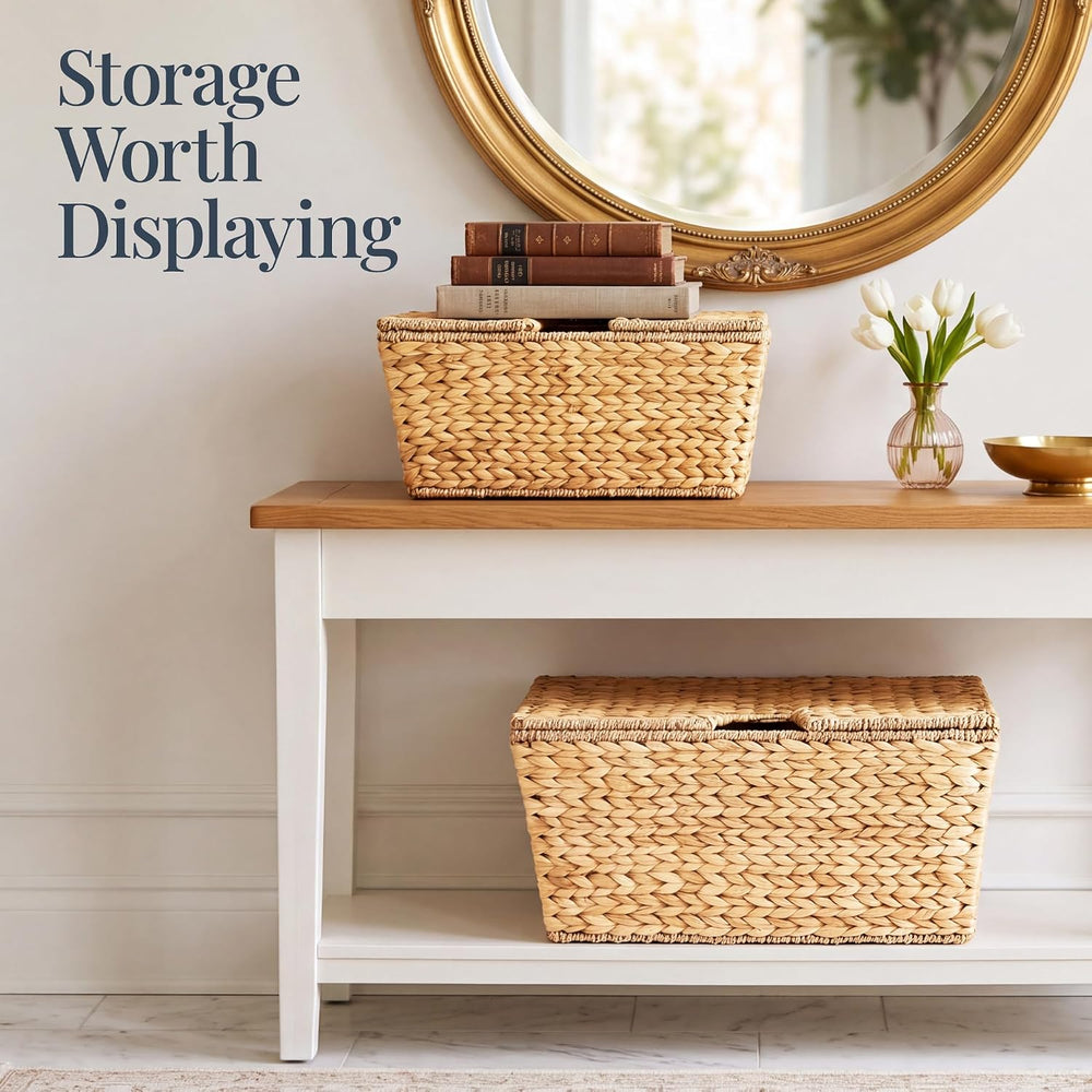 Best Choice Products Set of 2 X-Large & Medium Woven Storage Baskets W/Li...