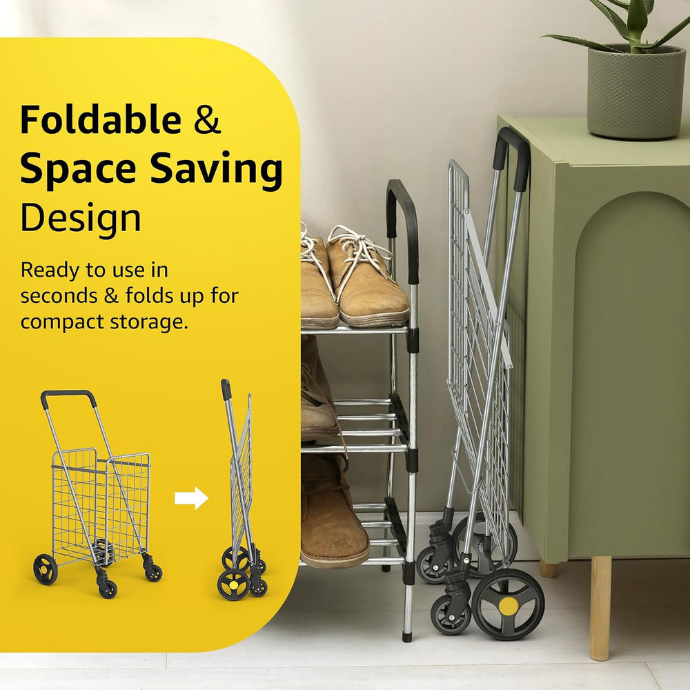 Our Modern Space Shopping Cart & 360° Swivel Wheels | Foldable Collapsibl...
