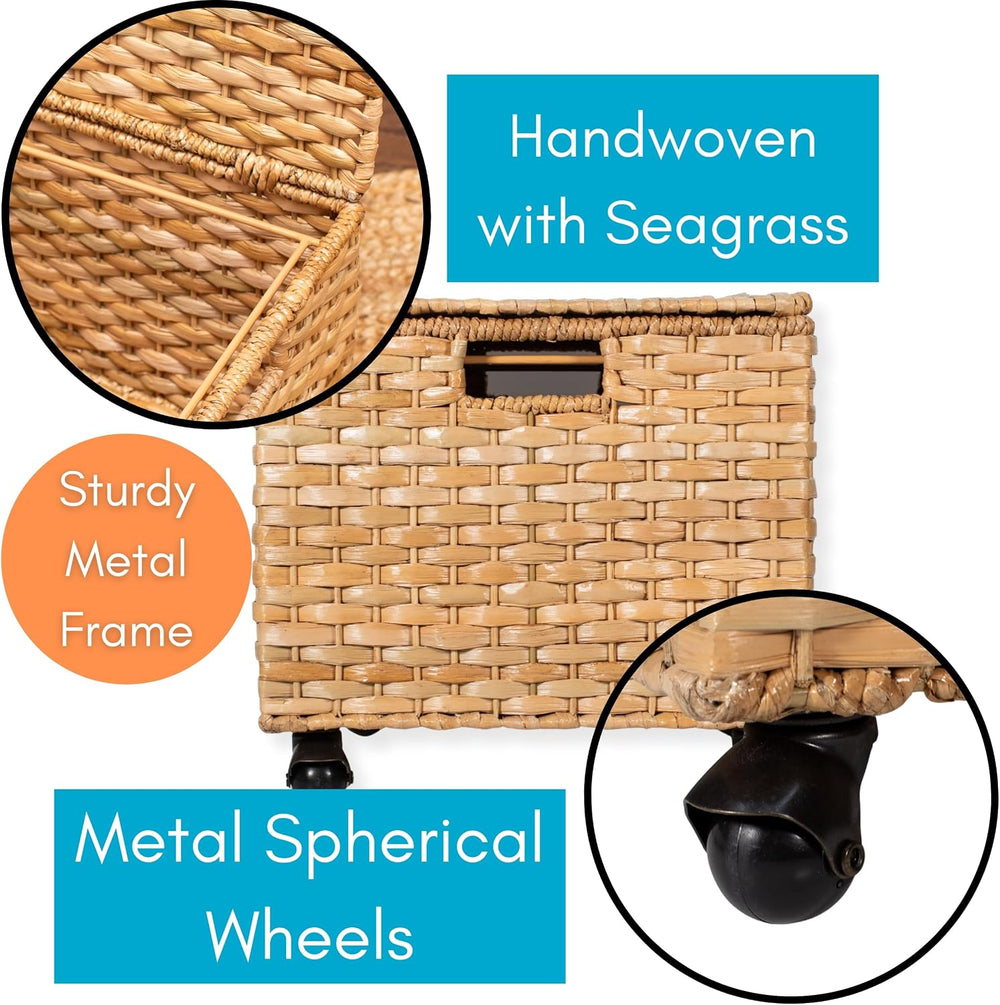 BIRDROCK HOME Seagrass Rolling File Cabinet | Office Storage | Home | Natural