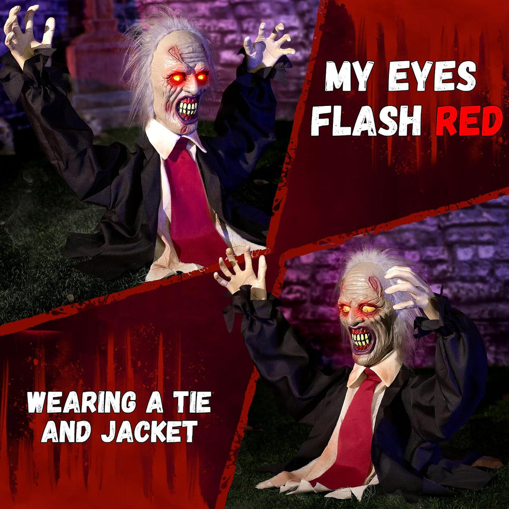 Halloween Decorations Animatronic Zombie Groundbreaker, Horror Animated Zombi...