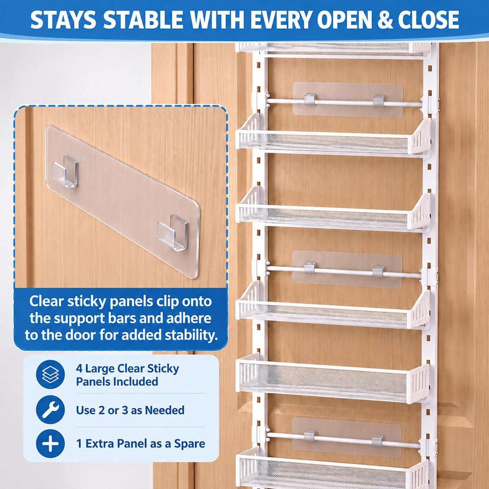 MOONEDGE 8-Tier Over the Door Pantry Organizer, Metal Door Storage Rack