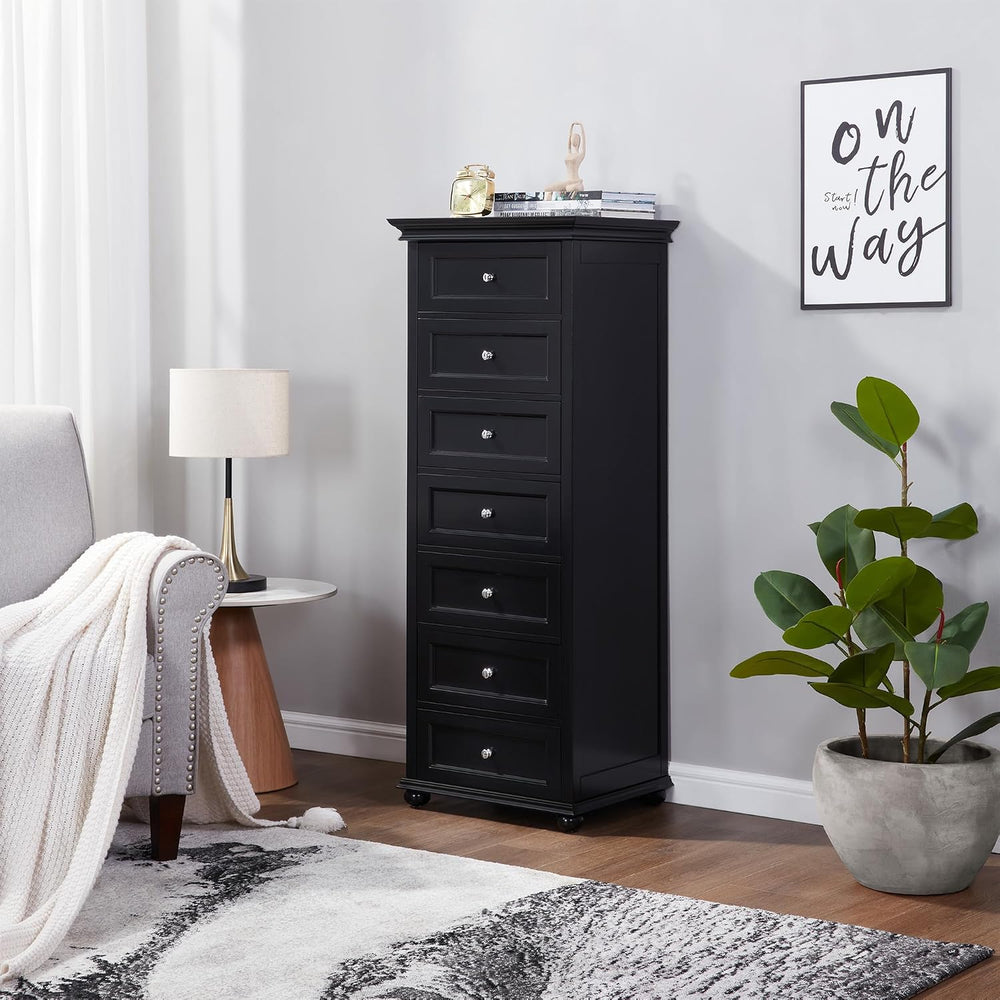 Tall Black Dresser for Bedroom with 7 Drawers, 52" Tall Skinny Dresser