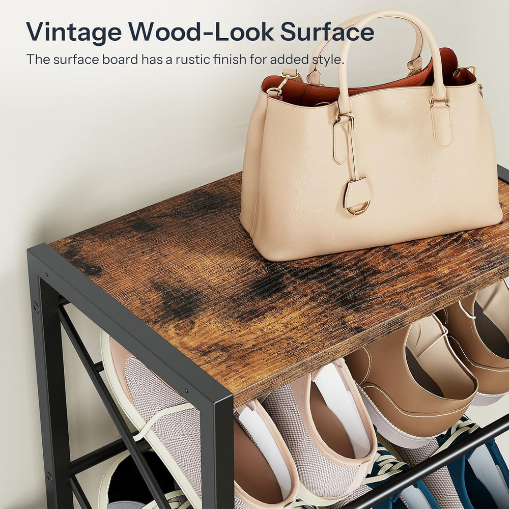 HOOBRO Narrow Shoe Rack for Small Spaces, Slanted Shoe Organizer for Entryway...