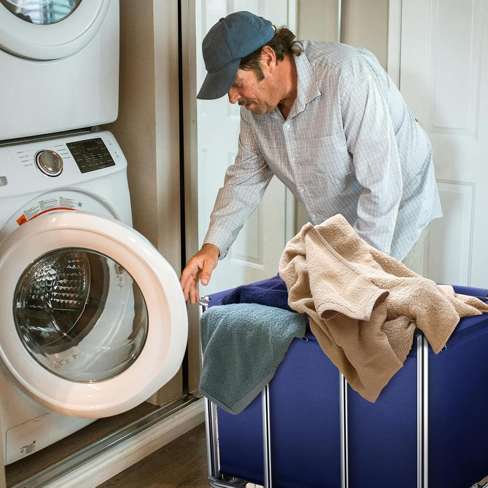 Commercial Laundry Cart with Wheels, 400L Large Rolling Laundry Cart with Ste...
