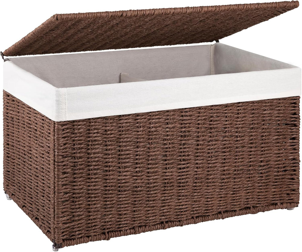 OIAHOMY Storage Basket with Lid, 17.2 Gallon (65L) Blanket Basket with Remova...