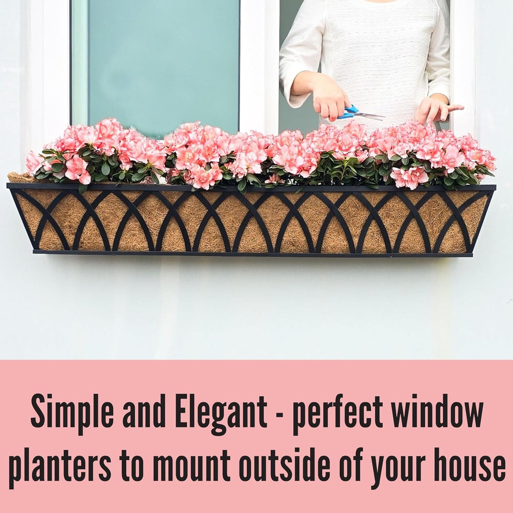 LaLaGreen Wall Planters (2 Pack, 48") Rectangular Black Metal Hanging Wi...