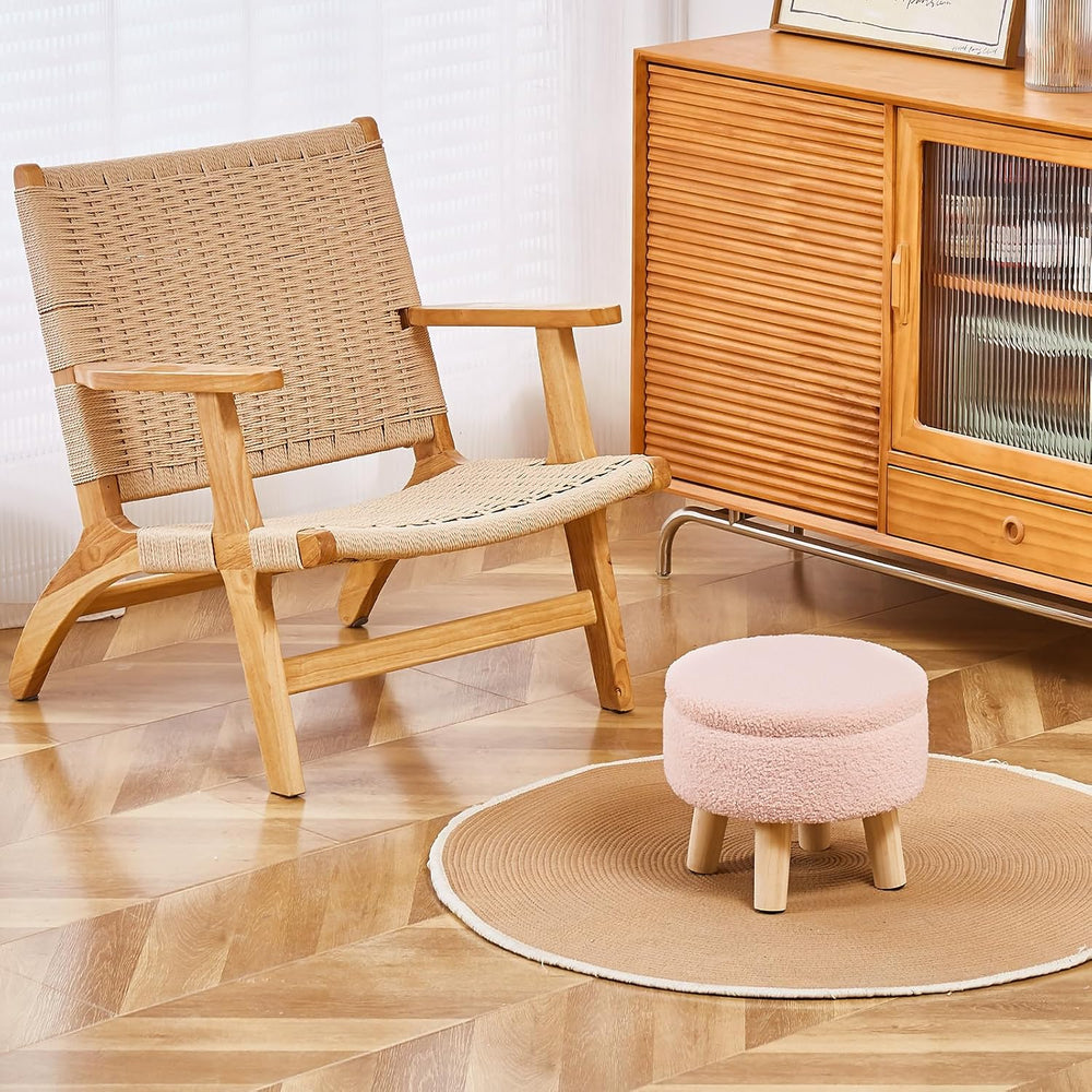 Wimarsbon Storage Ottoman, Modern Round Footrest with Soft Padded Seat, Teddy...