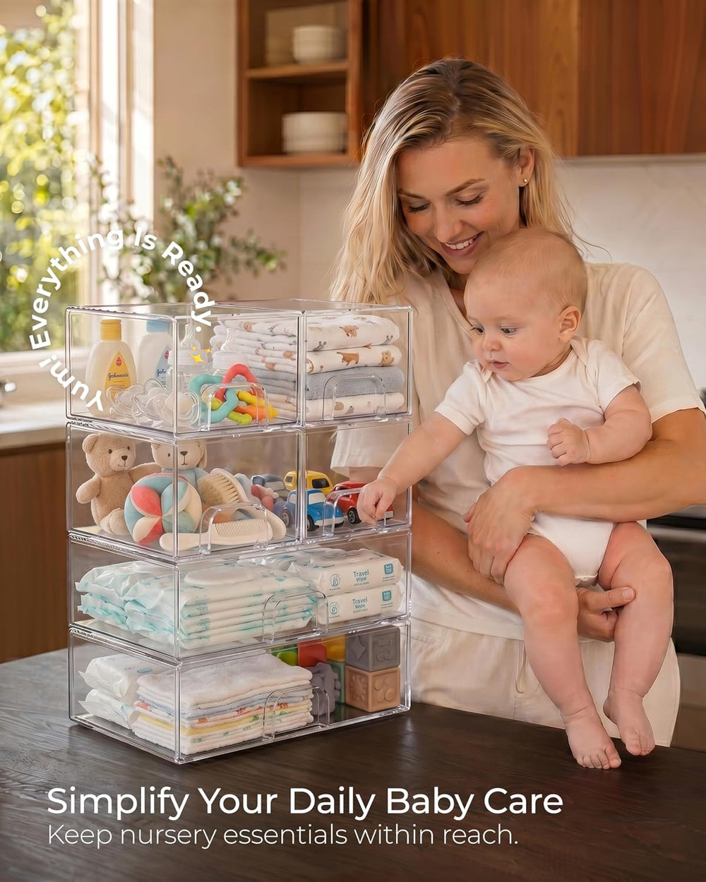 Stackable Storage Drawer Organizers Set of 6 for Bathroom Organizer Storage