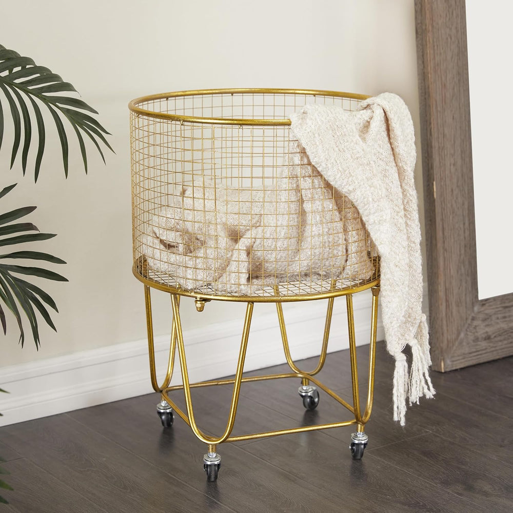 Deco 79 Metal Storage Cart with Wheels 18" x 18" x 24", Satin ...