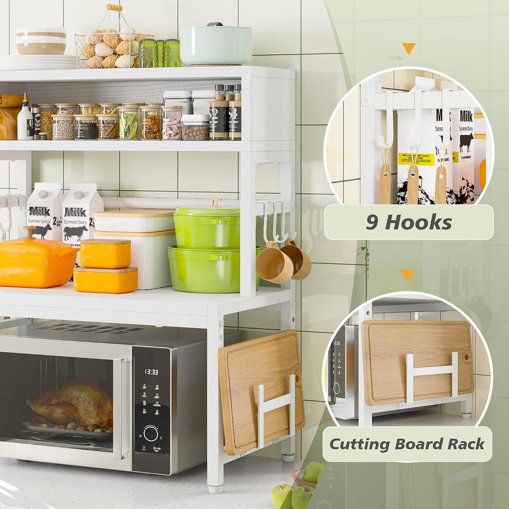 EnHomee 4-Tier Microwave Stand for Countertop Storage, White