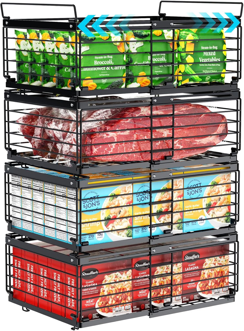 iSPECLE Freezer Organizer Bins - Adjustable Fits Chest Freezers 10-20 Cu Ft