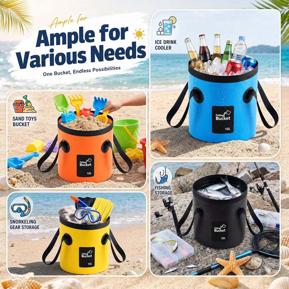 3 Gallon 4 Pack Collapsible Bucket,Multicolor