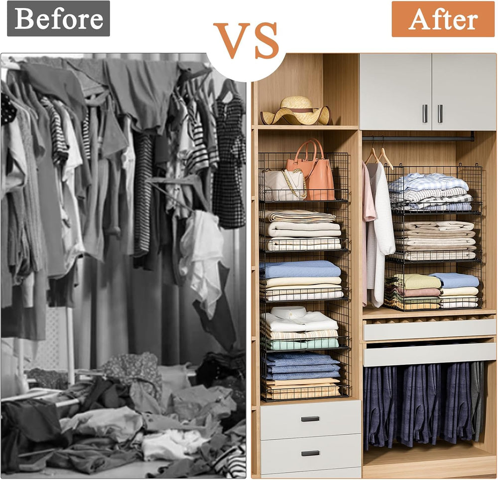 Yociyoga 5-Tier Stackable Closet Organizers and Storage Shelves, Closet Shelf...