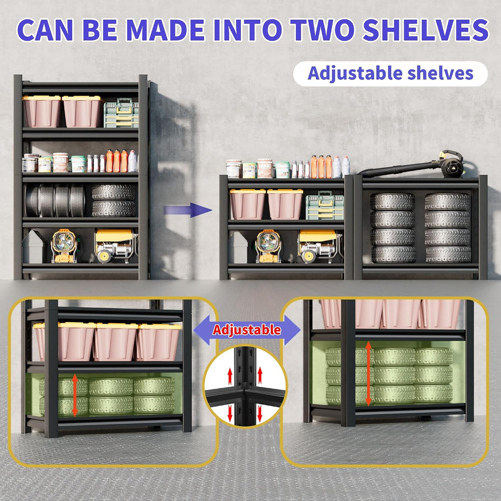 Hzdbhd 48" W Garage Shelving Unit, 5-Tier Metal Storage Shelves 2 Pack