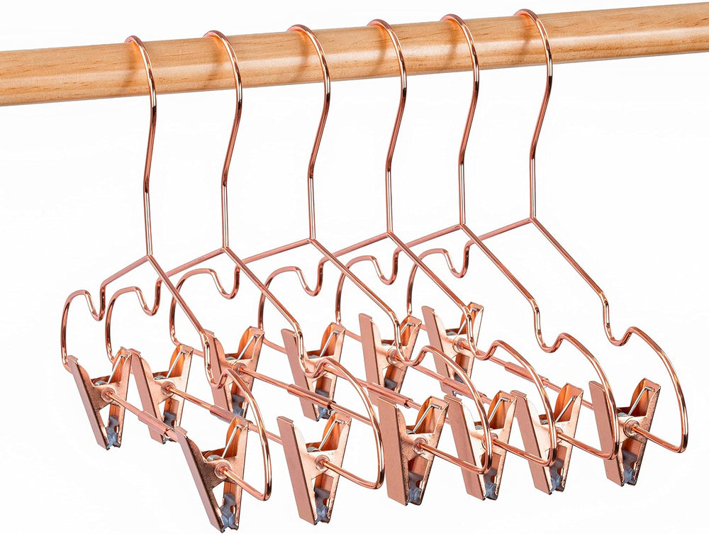 50 Pack 13" Rose Copper Gold Shiny Metal Wire Clothes Hangers with Clips...