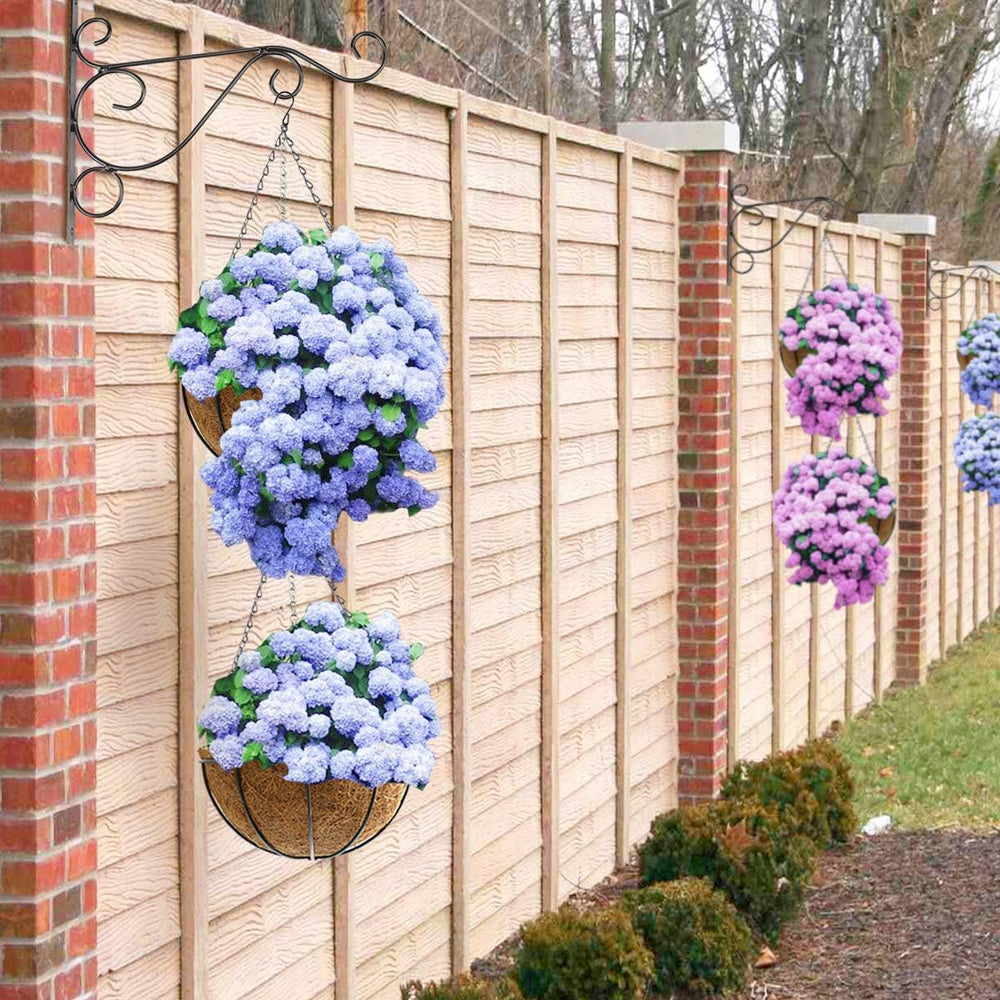 Hanging Plant Basket Flower Holder (2pack, 14 inch)-Metal Wire Round Hanging ...