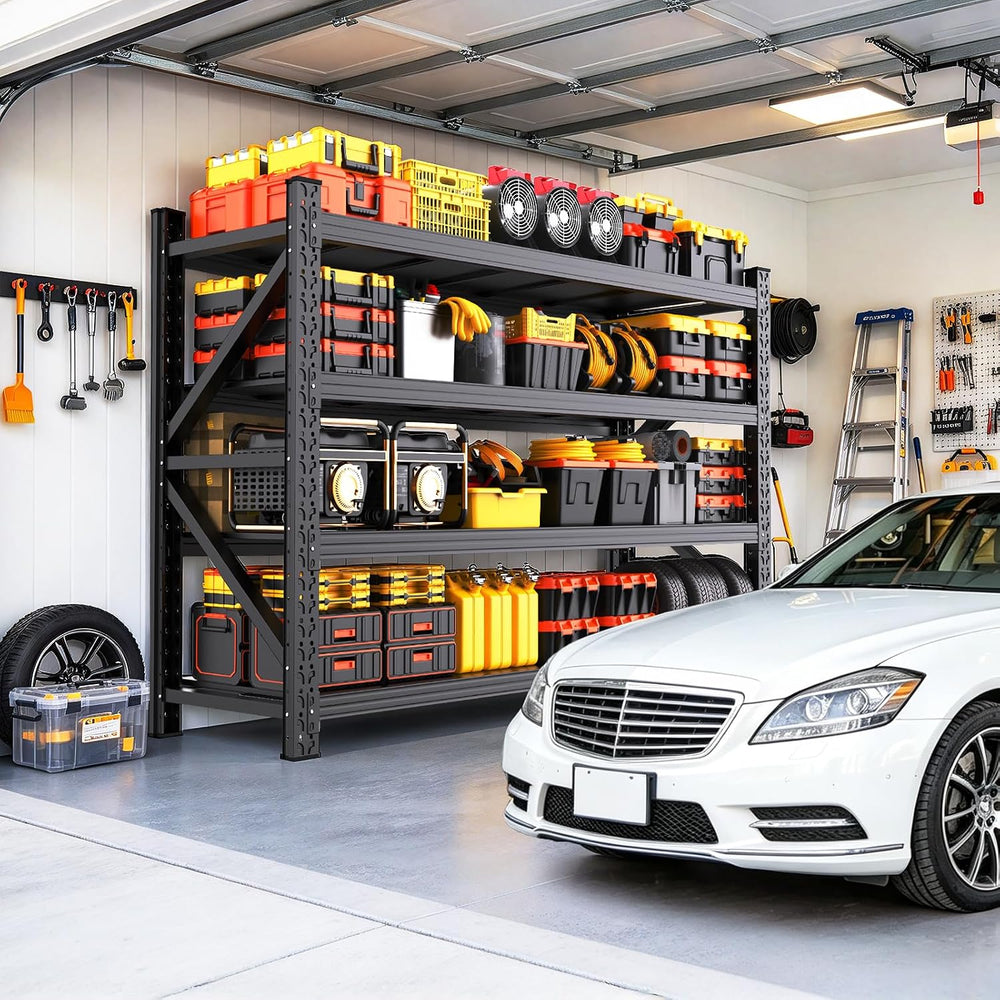 69'W Storage Shelves,4 Tier Heavy Duty Metal Garage Shelving