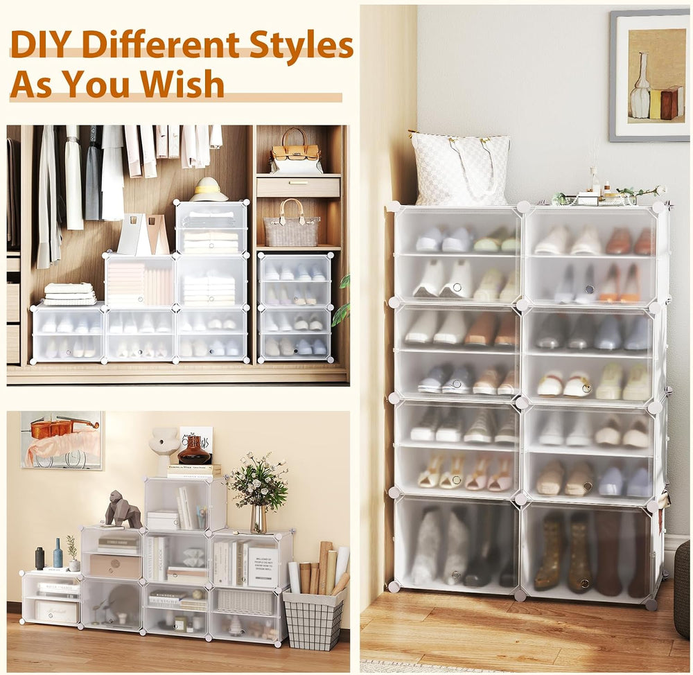 GOFLAME Portable Shoe Rack Organizer, 48 Pairs Expandable Modular Shoe Storag...
