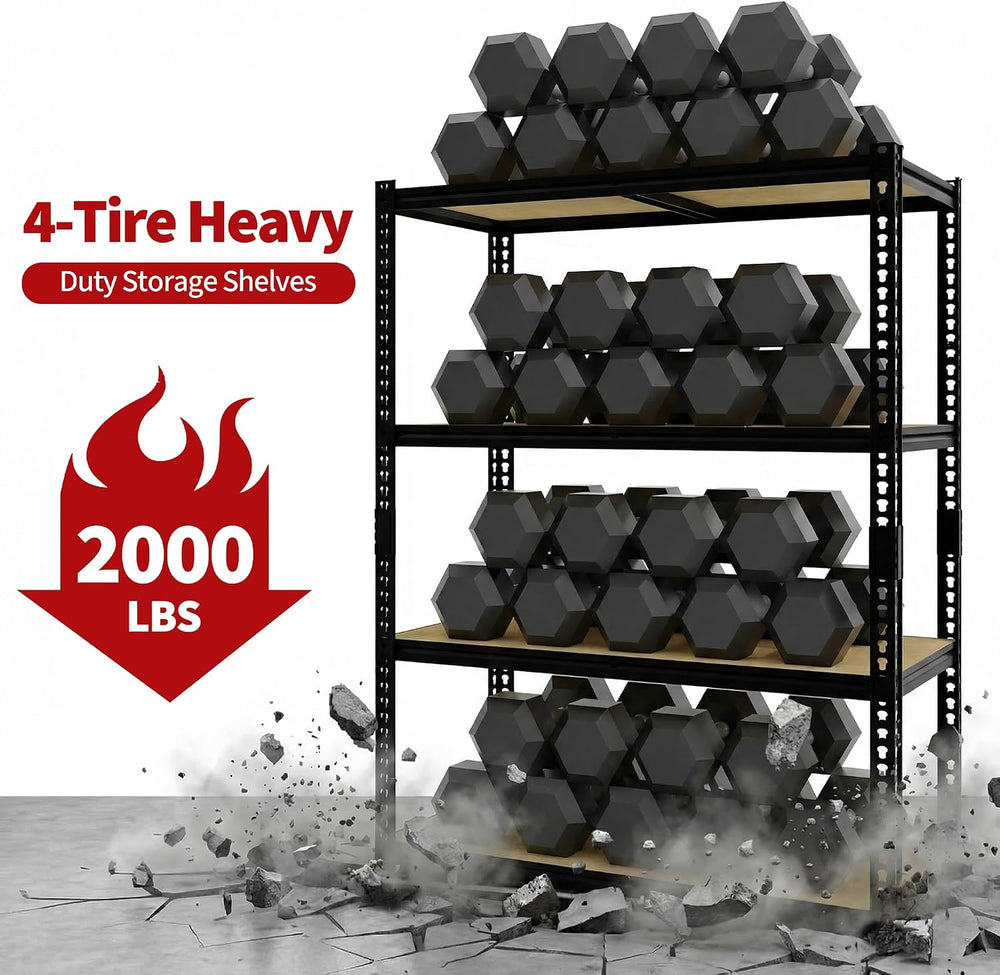 GarveeTech Garage Storage Shelves 4 Tiers, 2000 Lb Capacity Heavy Duty Metal ...