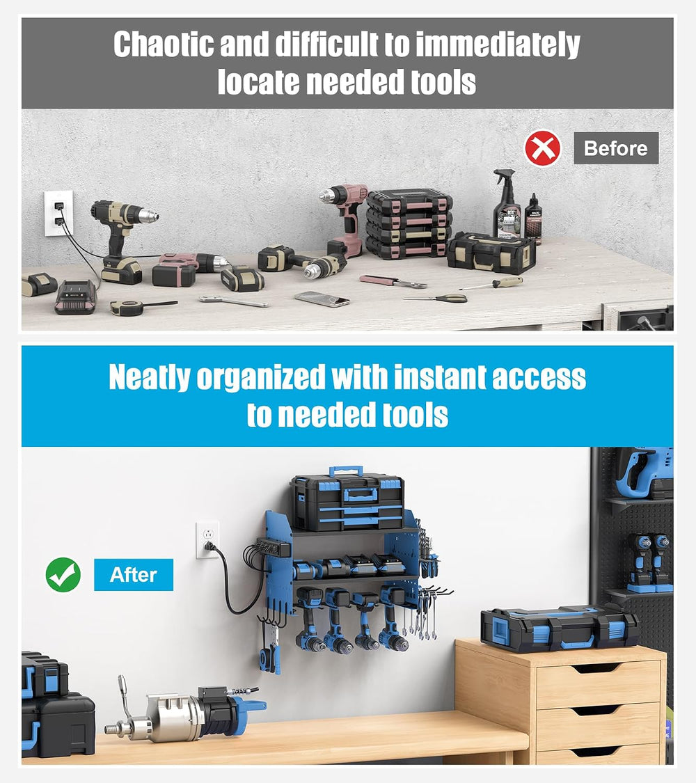 CCCEI Modular Power Tool Organizer Wall Mount with Charging, Blue, 1 Pack