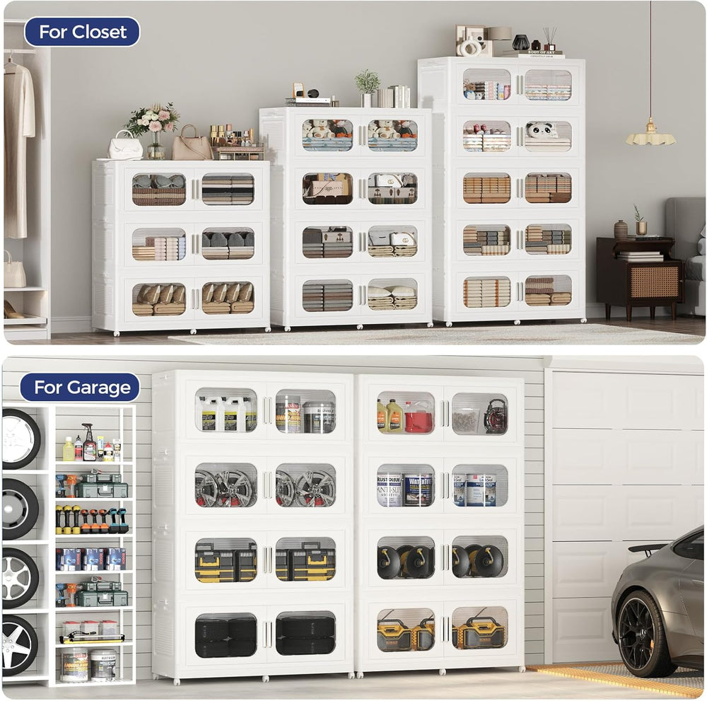 200Gal Extra Large Stackable Storage Bins with Lid & Doors & Wheels, ...