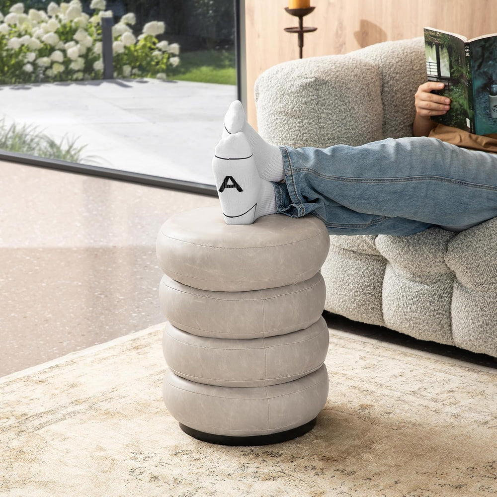 Glitzhome 19.5" H Modern Storage Ottoman, Leatherette Accent Footrest Ot...