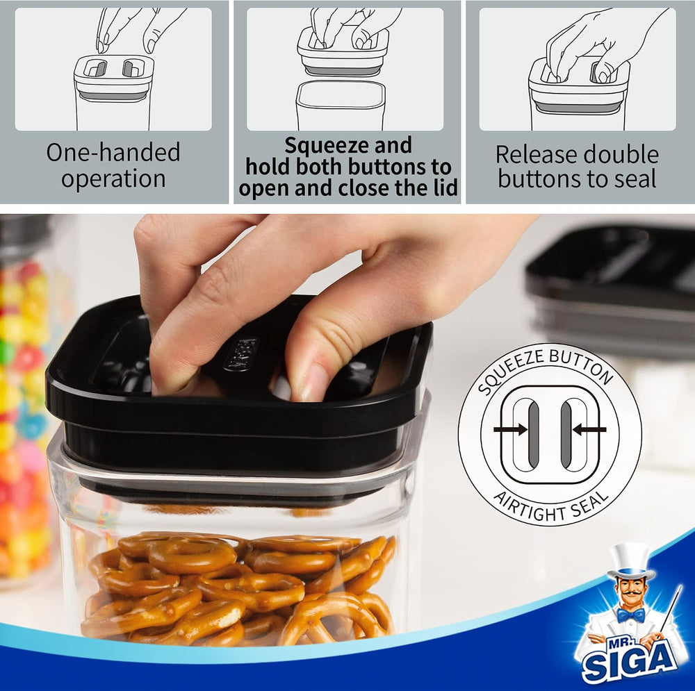MR.SIGA 6 Piece Airtight Food Storage Container Set for Pantry Organization