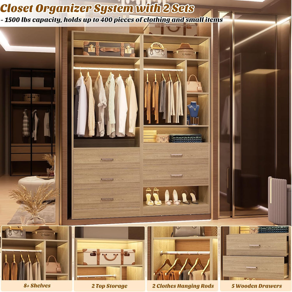 Besiost Closet Systems with 5 Drawers, Closet Organizer System