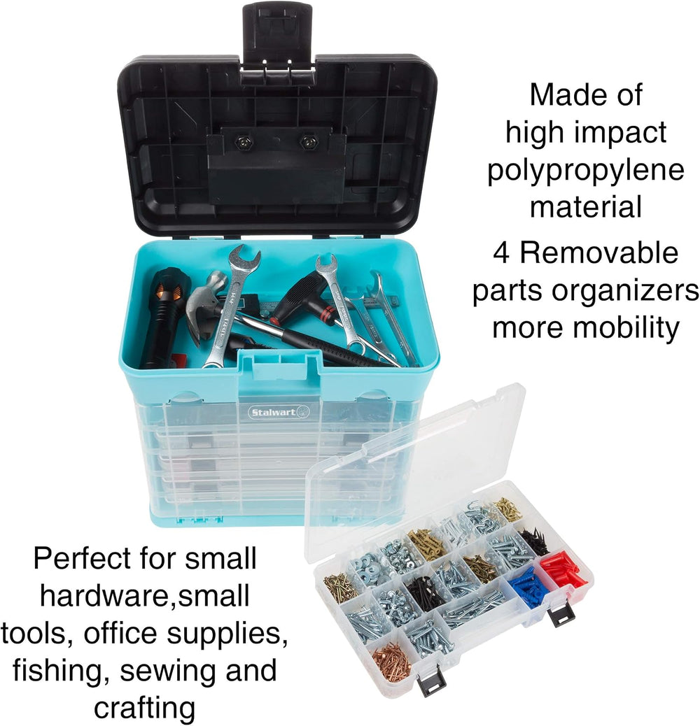 Stalwart Small Parts Organizer Box, Light Blue, 10-Inch