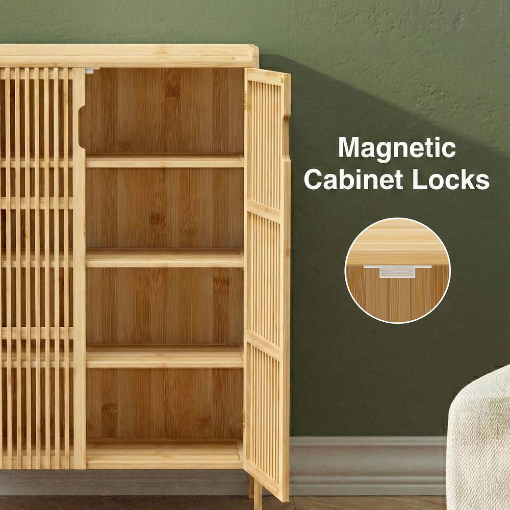 Bamboo Shoe Storage Cabinet for Entryway with Doors, Hidden Shoe Organizer