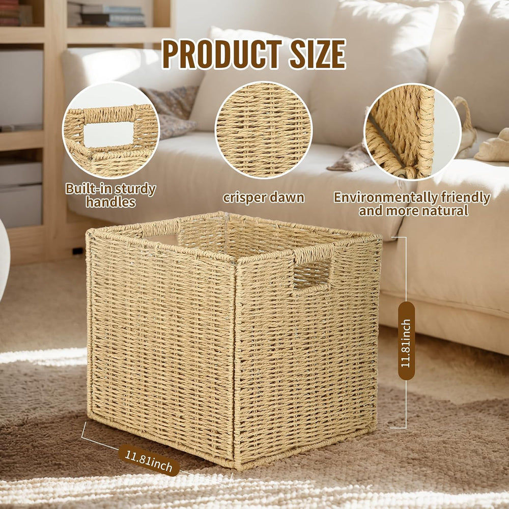 4Pcs Cube Storage Bin,Collapsible Storage Basket, Shelf Organizer with Insert...