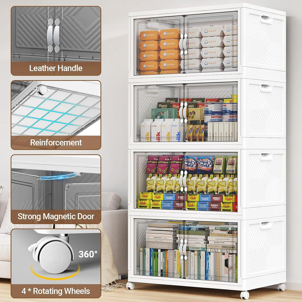 BROVIEW 480QT Large Stackable Storage Bins with Clear Doors, V20 3Pack