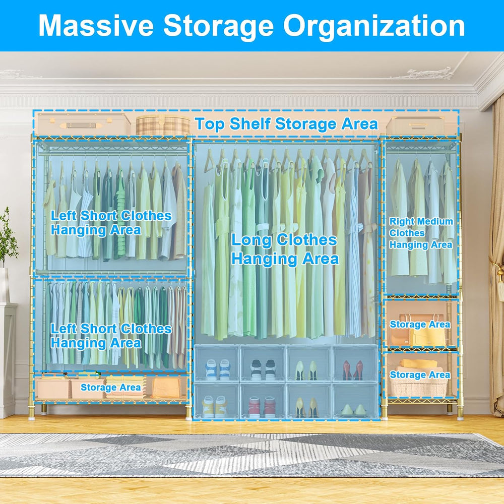 Ulif E10 Clothes Rack（With Stretchable Hanger Rod）Freestanding Clothing Racks...