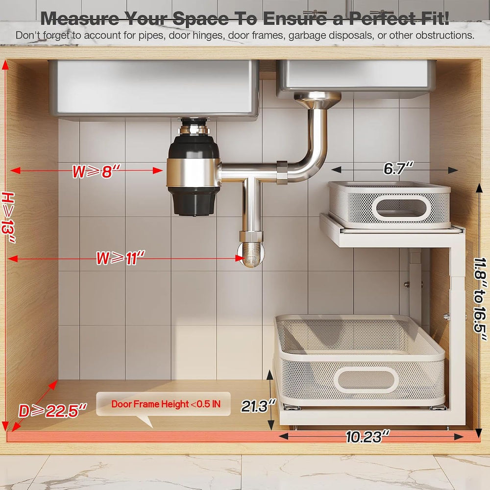 2-Pack 21.3 IN Depth Under Sink Organizer With Next-Gen Ball-Bearing Slides,S...