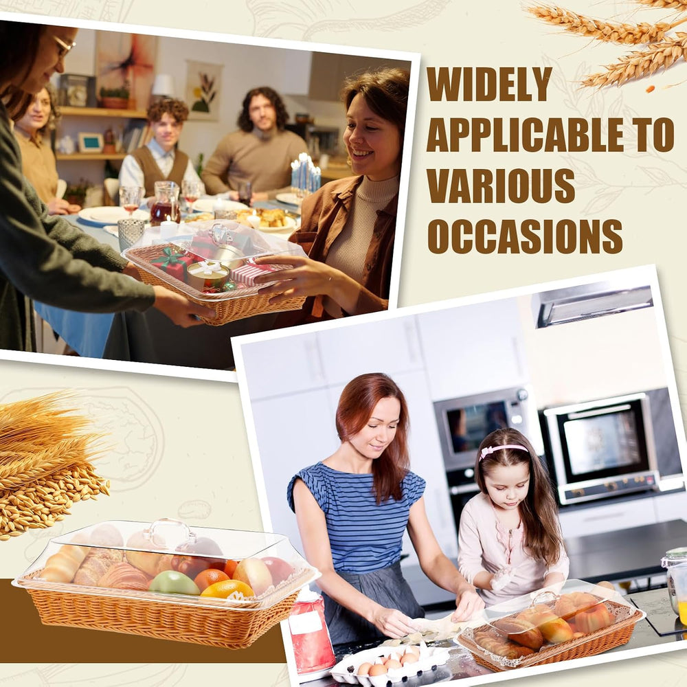 Mumufy 2 Packs Bread Baskets for Serving with Lid 15.75x11.81x2.95'' ...
